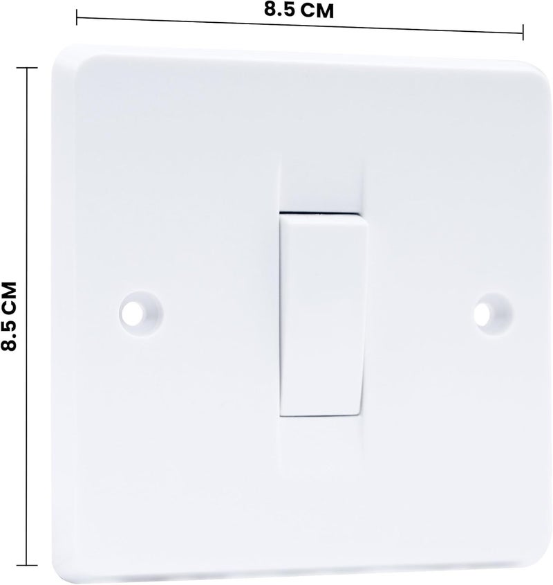 Duravel Single Light Switch Wall Plate, 10AX 250V, White Plastic, Standard Size - Image 5